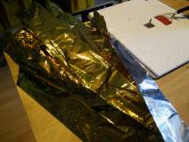 Cutting and gluing Aluminium foil & MPET (Rescue Blanket)
